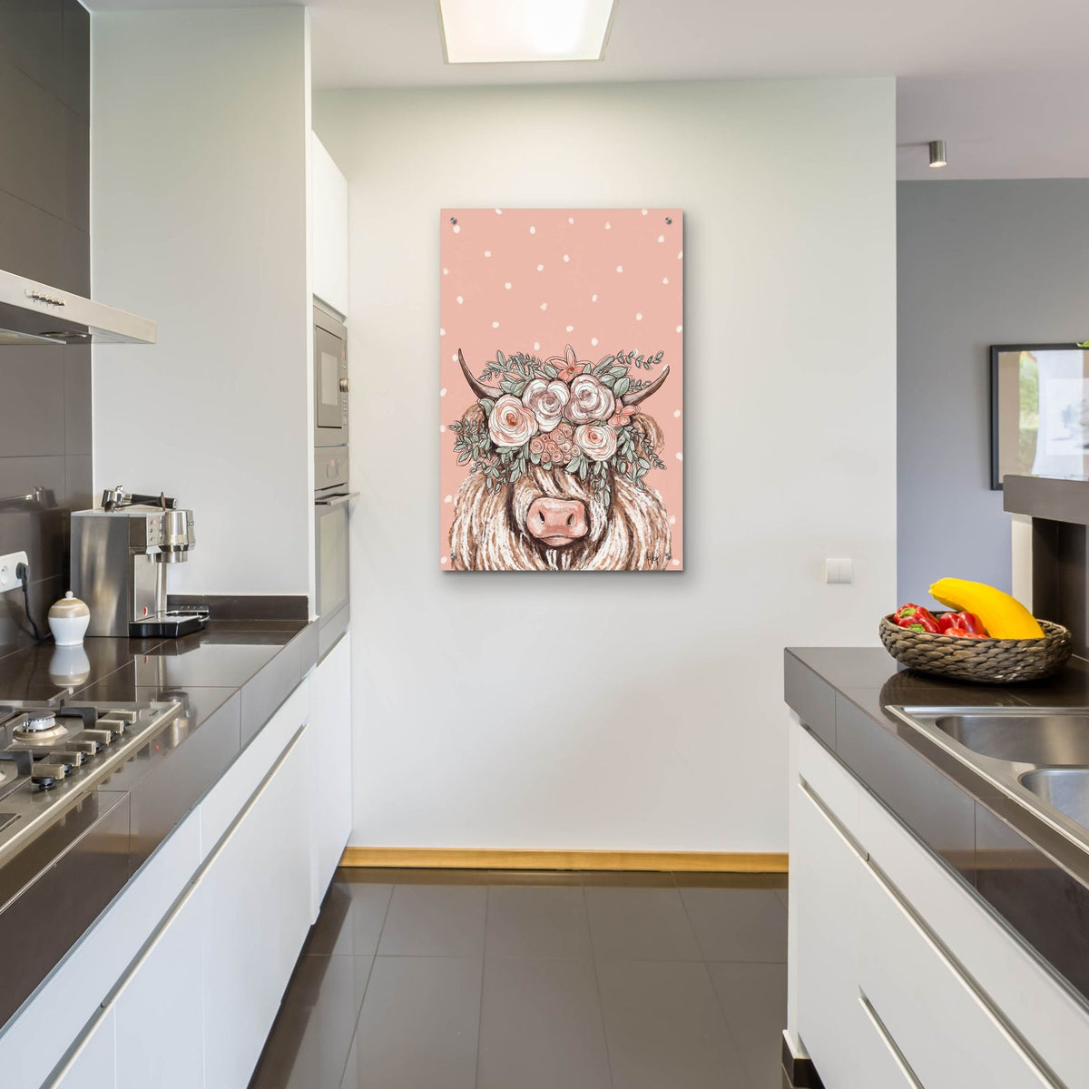 Boho Cow 1 by Ashley Bradley - 24x36 acrylic wall art in a room