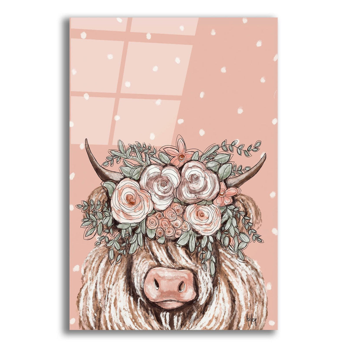 Boho Cow 1 by Ashley Bradley acrylic glass wall art