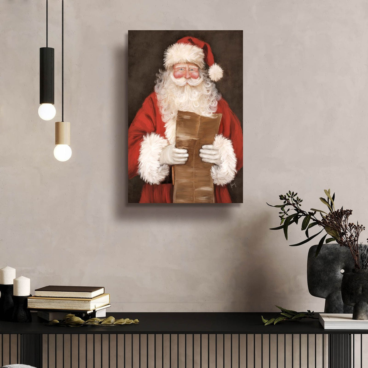 Checking It Twice Santa by Ashley Bradley - 16x24 acrylic wall art in a room
