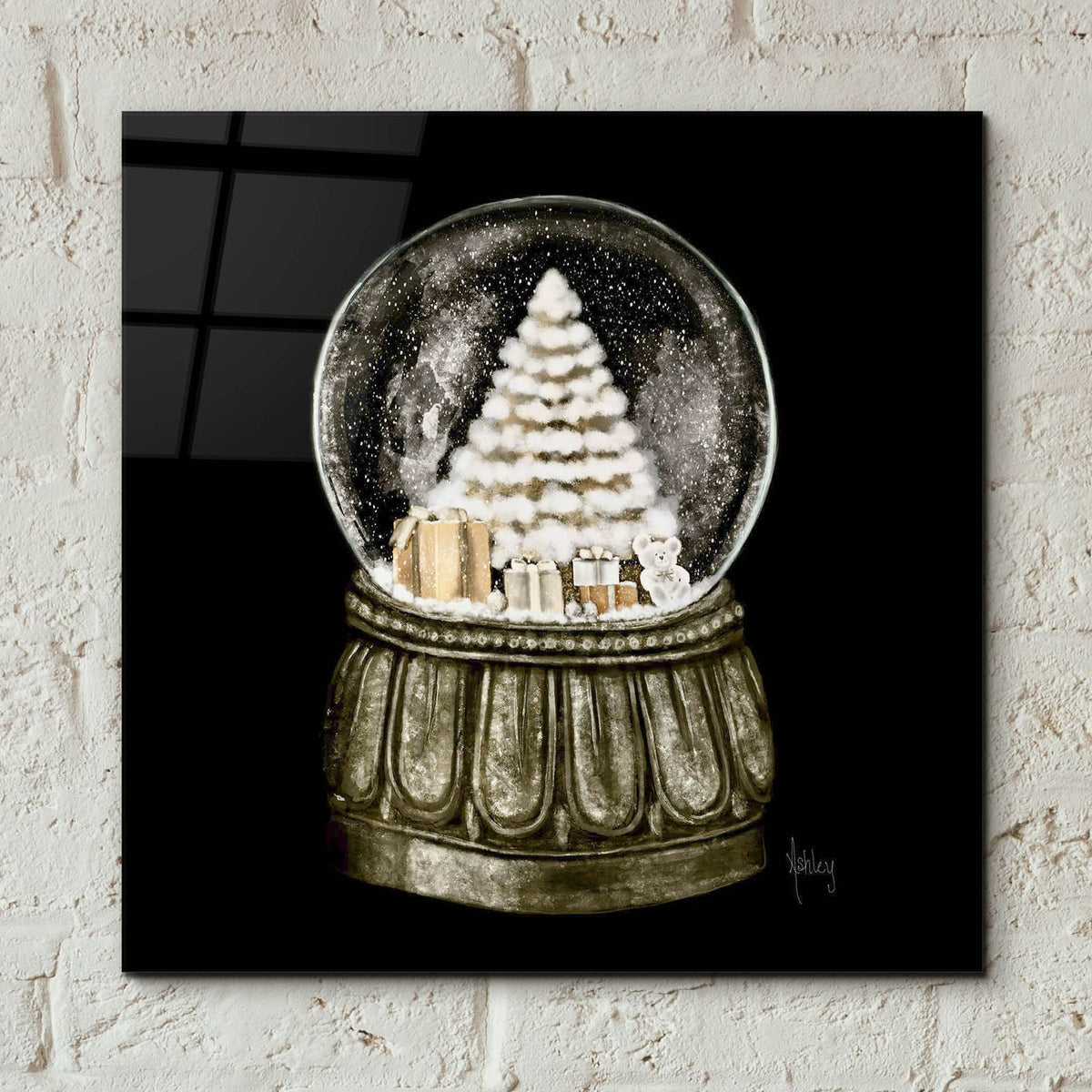 Christmas Snow Globe by Ashley Bradley - 12x12 acrylic wall art in a room