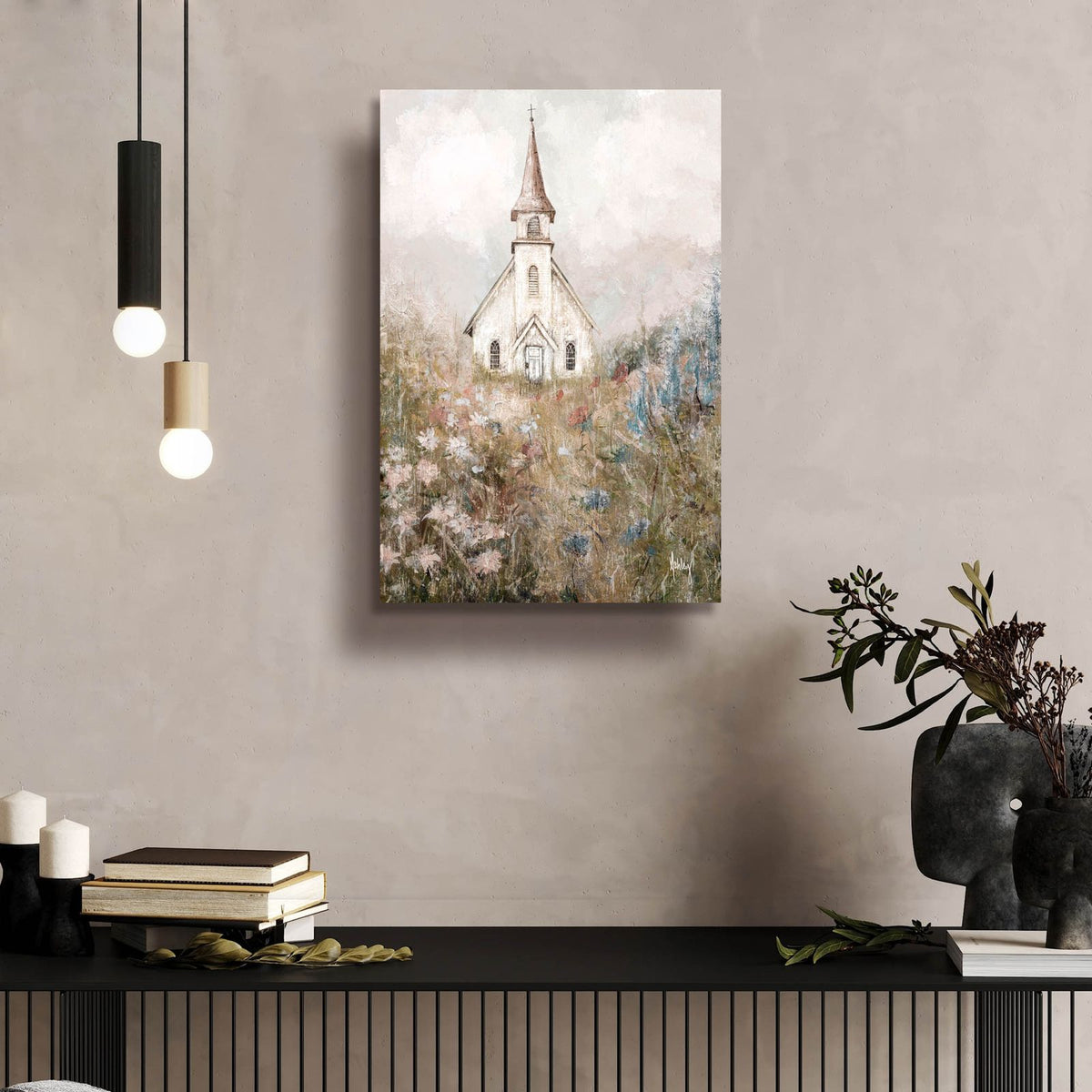 Church In The Meadow by Ashley Bradley - 16x24 acrylic wall art in a room
