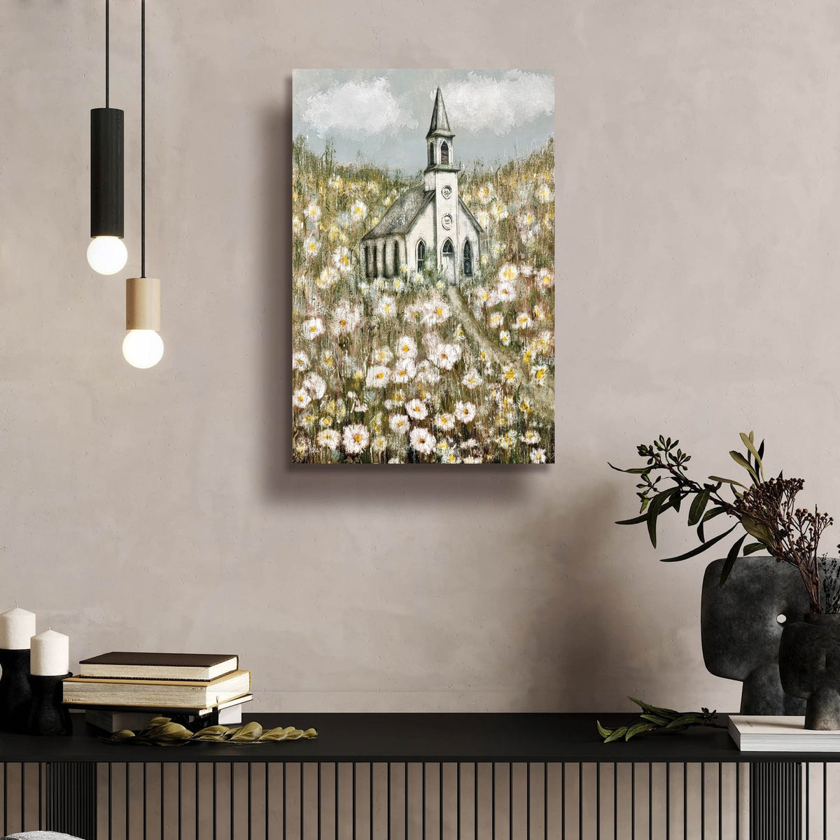 Daisy Chapel by Ashley Bradley - 16x24 acrylic wall art in a room