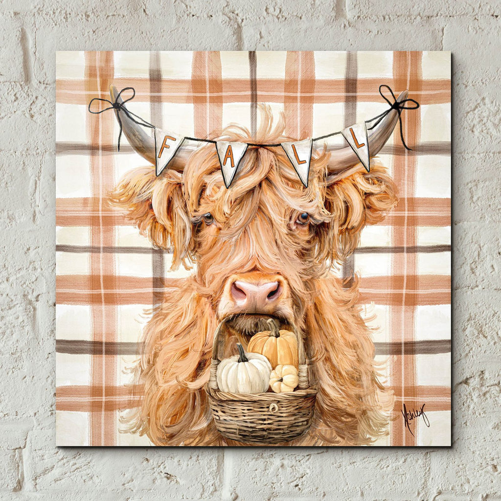 Fall Highland Cow by Ashley Bradley - 12x12 acrylic wall art in a room