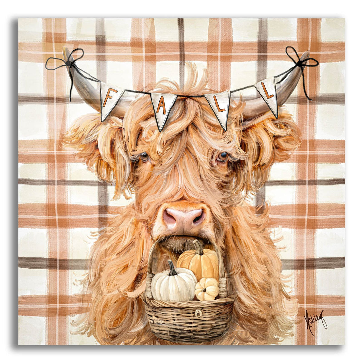 Fall Highland Cow by Ashley Bradley acrylic glass wall art