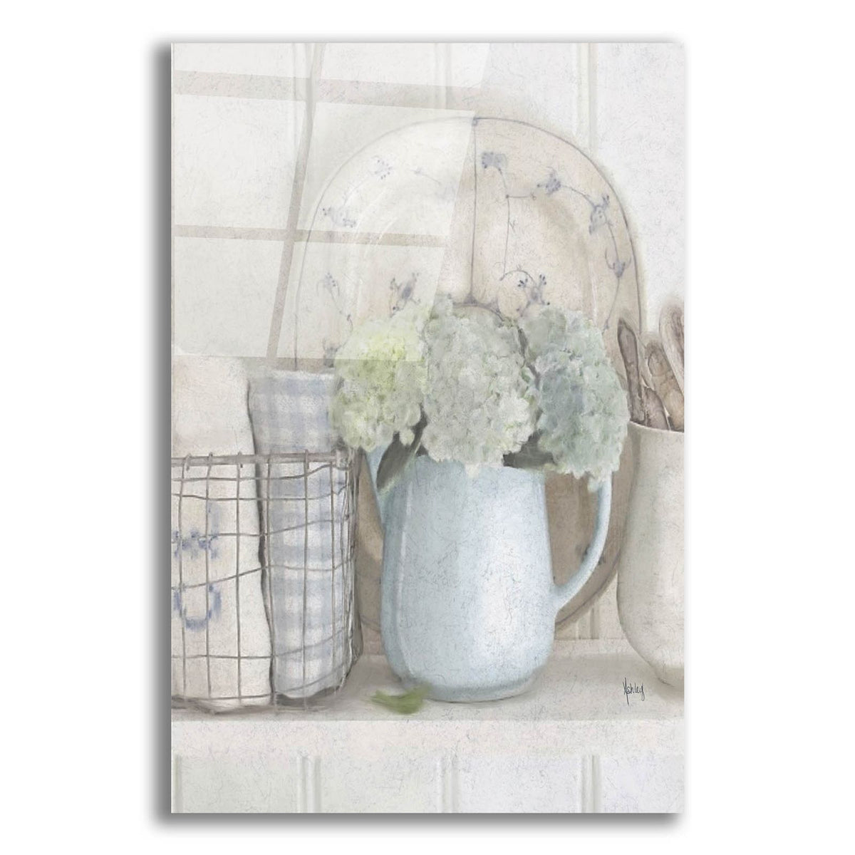 Hydrangeas In Pitcher by Ashley Bradley acrylic glass wall art