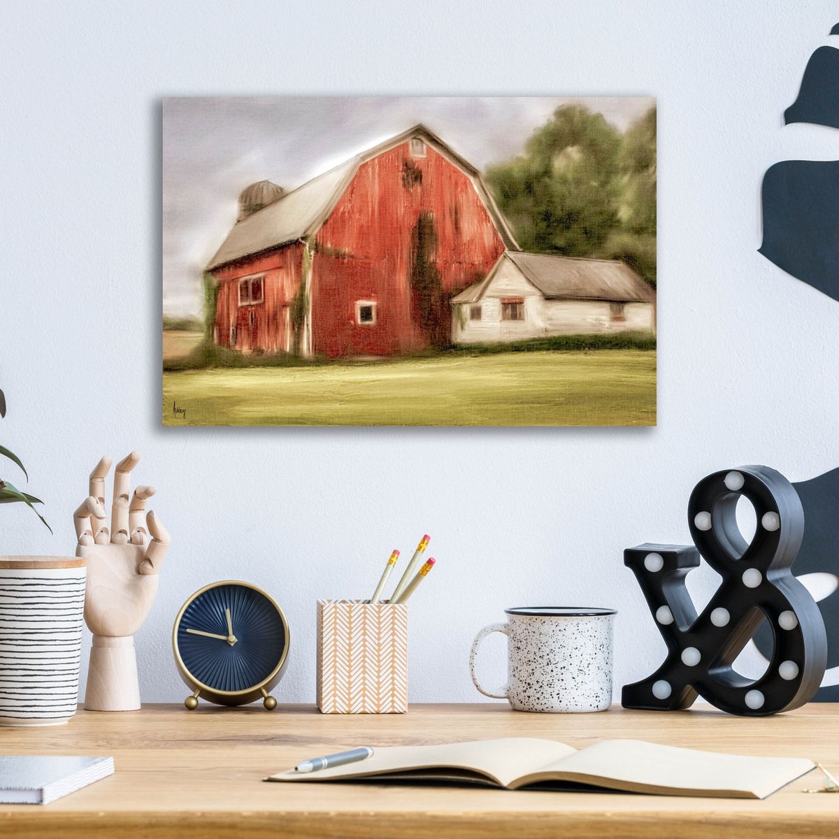 Old Red Barn by Ashley Bradley - 16x12 acrylic wall art in a room