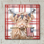 Patriotic Highland Cow by Ashley Bradley - 12x12 acrylic wall art in a room