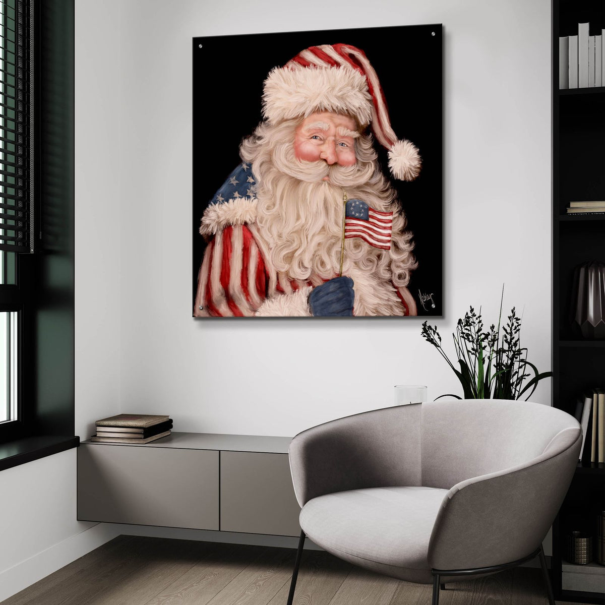 Patriotic Santa by Ashley Bradley - 36x36 acrylic wall art in a room