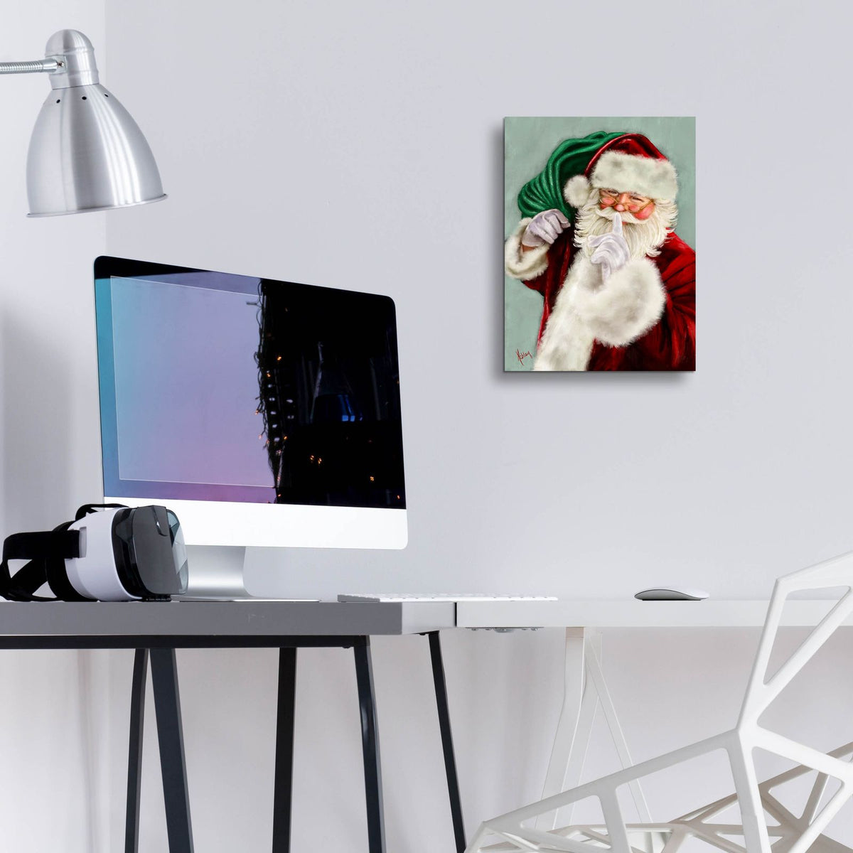 Shushing Santa by Ashley Bradley - 12x16 acrylic wall art in a room