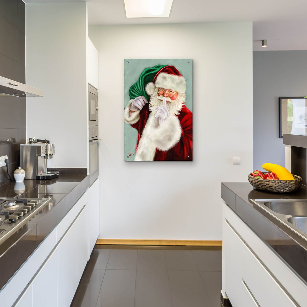 Shushing Santa by Ashley Bradley - 24x36 acrylic wall art in a room