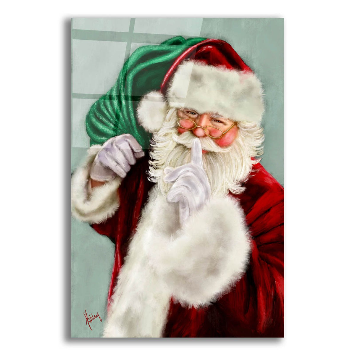 Shushing Santa by Ashley Bradley acrylic glass wall art