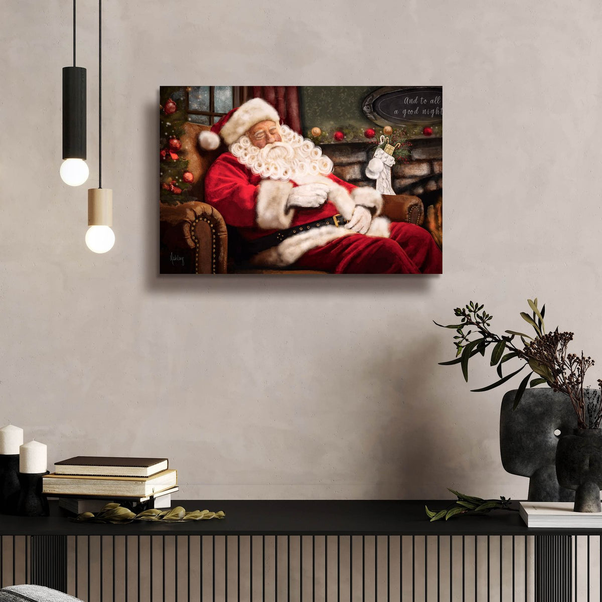 Sleepy Santa by Ashley Bradley - 24x16 acrylic wall art in a room