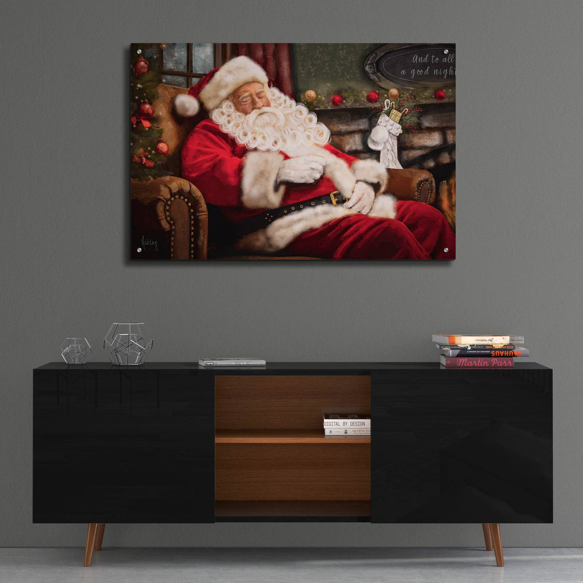 Sleepy Santa by Ashley Bradley - 36x24 acrylic wall art in a room