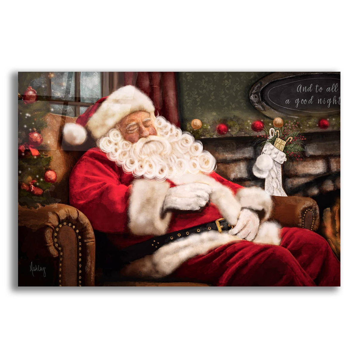 Sleepy Santa by Ashley Bradley acrylic glass wall art