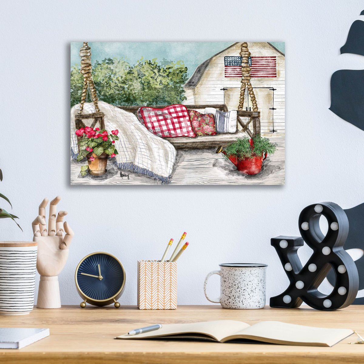 Summer Porch Swing by Ashley Bradley - 16x12 acrylic wall art in a room