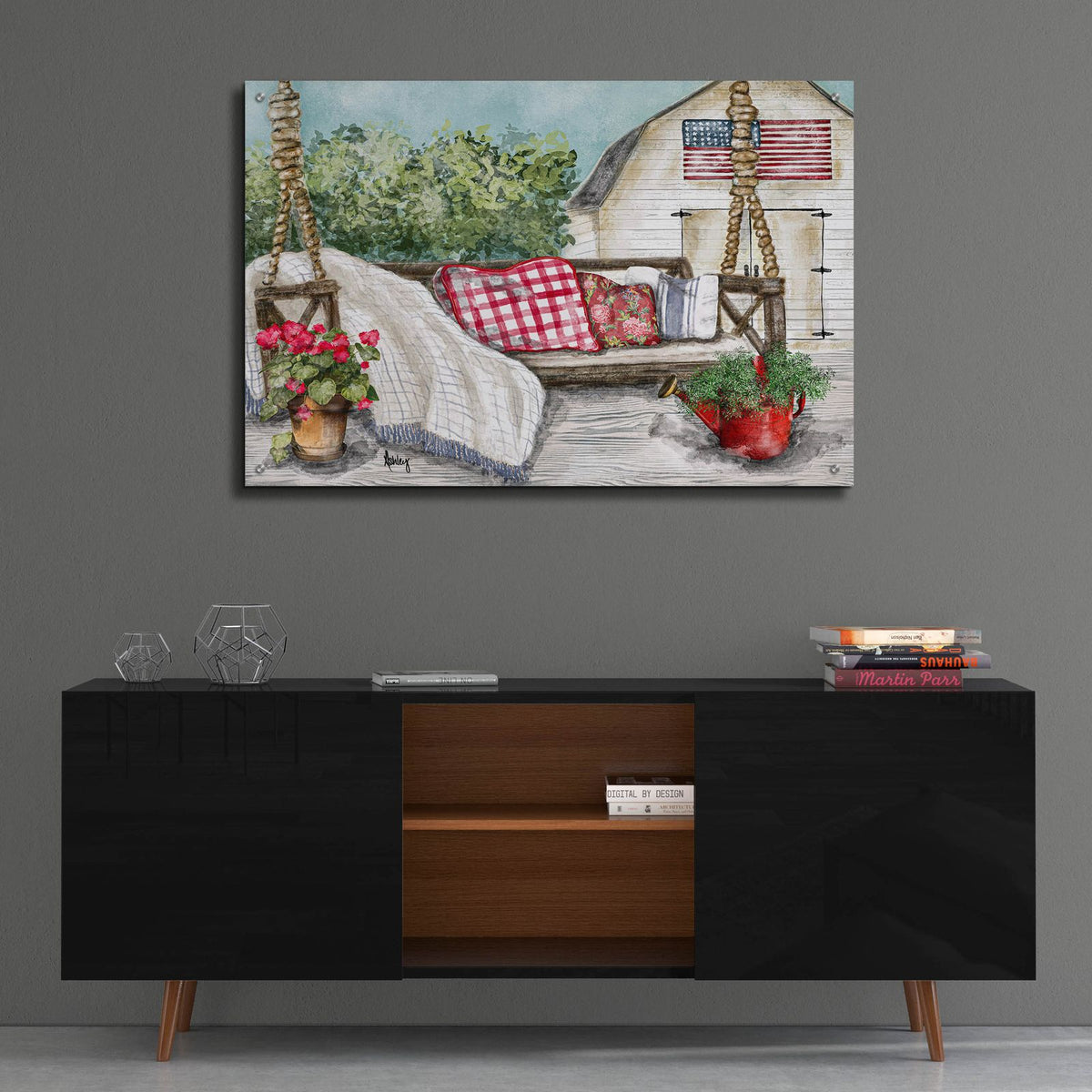 Summer Porch Swing by Ashley Bradley - 36x24 acrylic wall art in a room