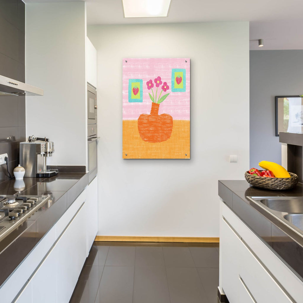 Flowers In Orange Vase by Club Daydream - 24x36 acrylic wall art in a room