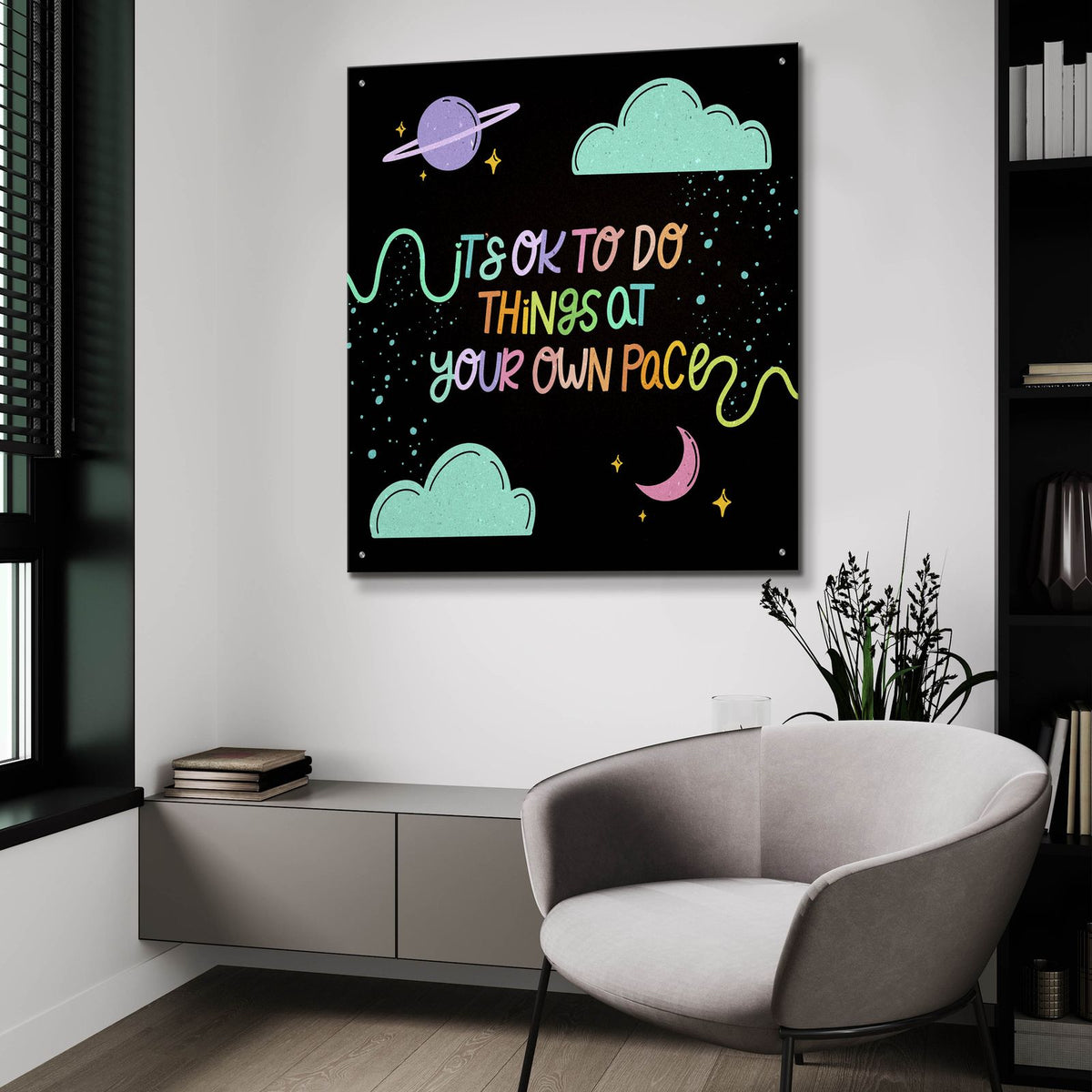 It's Ok To Do Things At Your Pace by Club Daydream - 36x36 acrylic wall art in a room