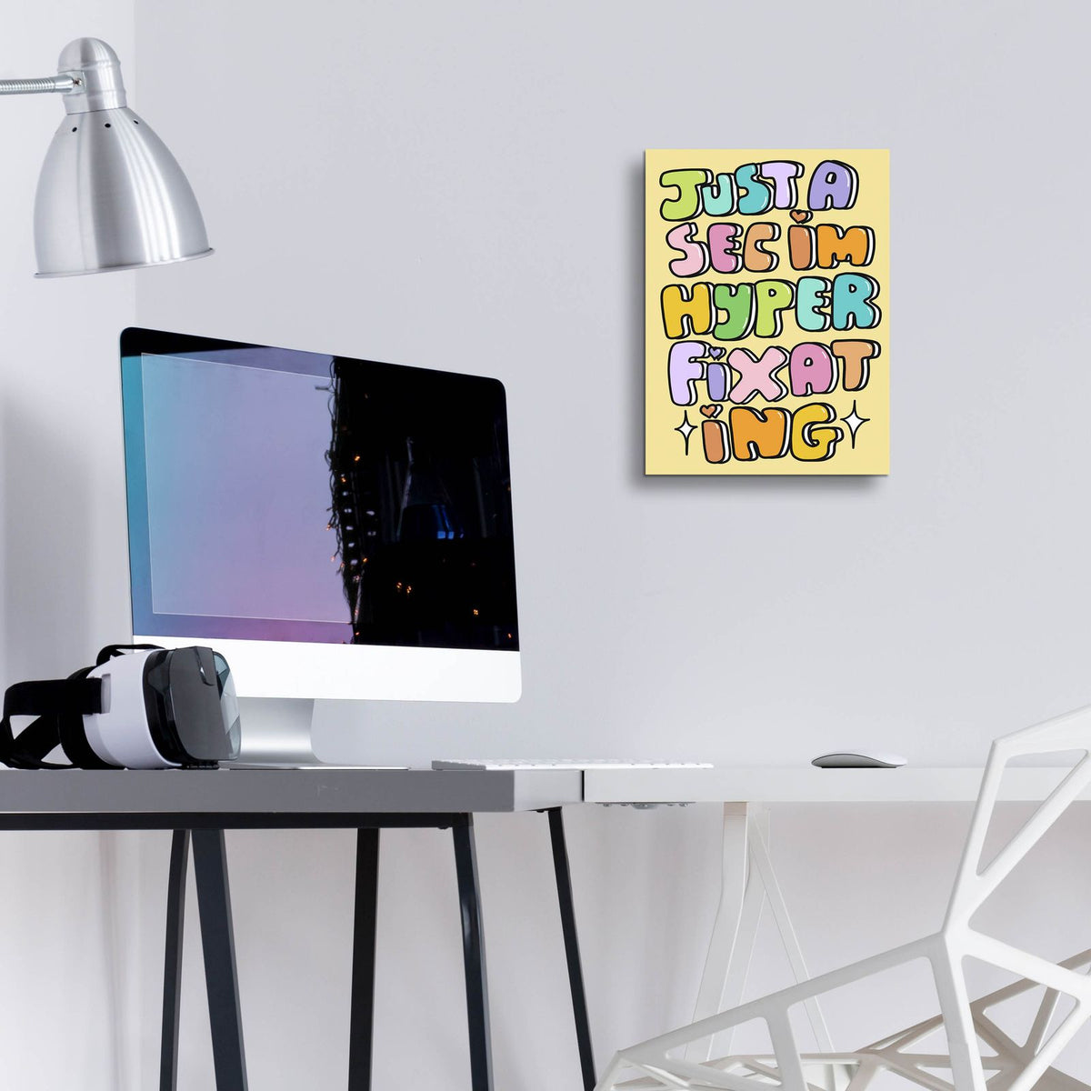 Just A Sec Hyperfixating by Club Daydream - 12x16 acrylic wall art in a room