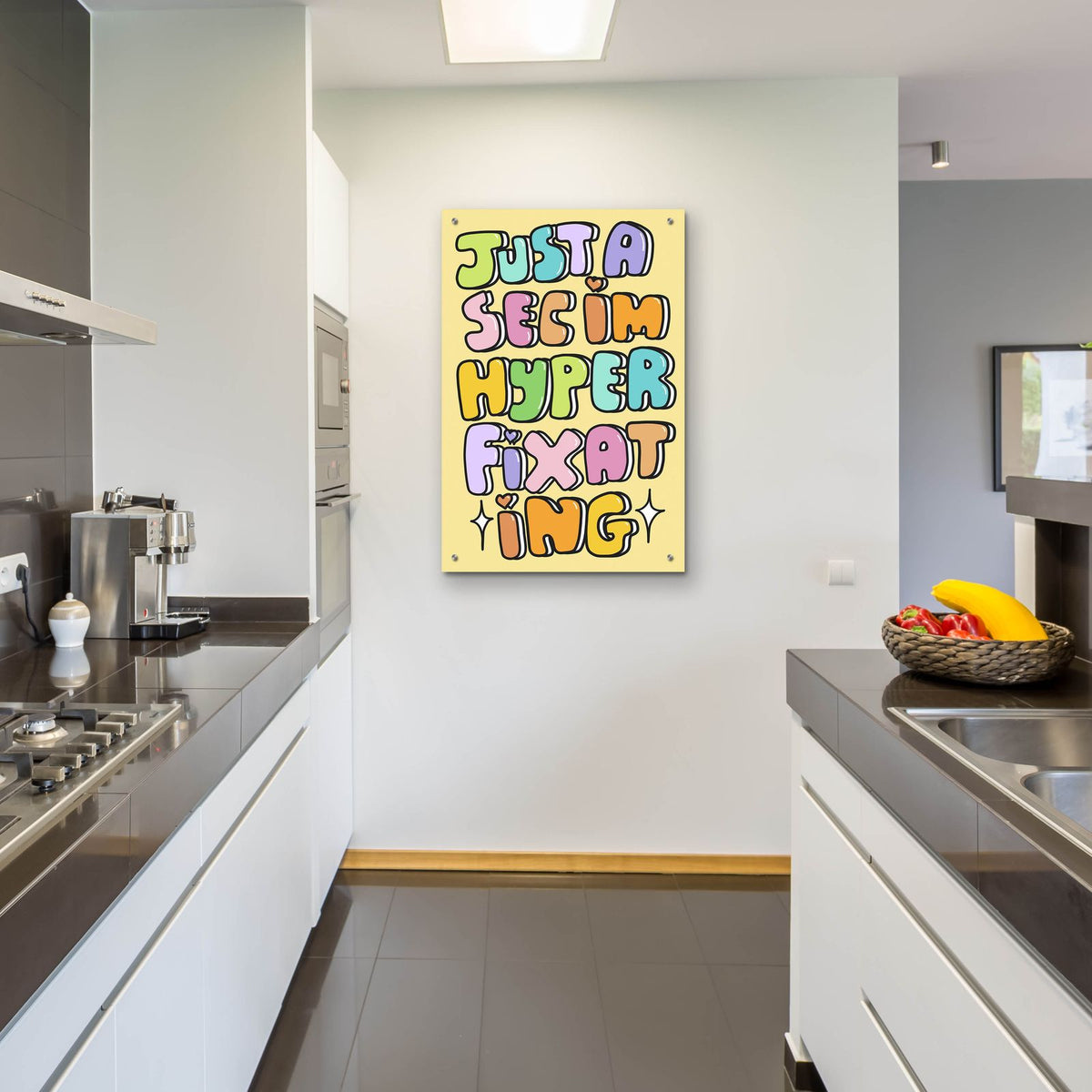 Just A Sec Hyperfixating by Club Daydream - 24x36 acrylic wall art in a room