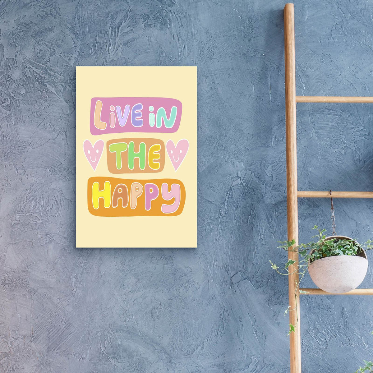 Live In The Happy by Club Daydream - 16x24 acrylic wall art in a room