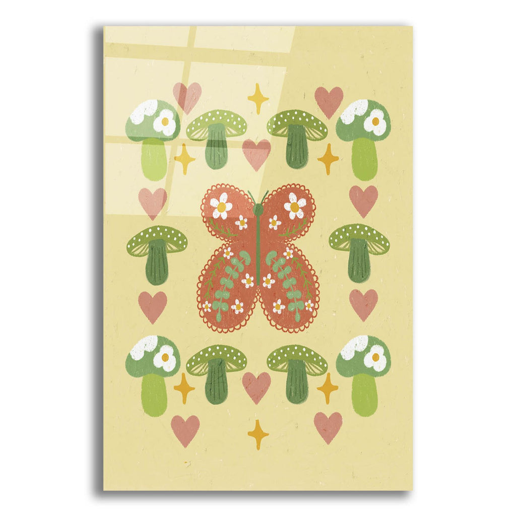 Oil Pastel Butterfly Mushrooms by Club Daydream acrylic glass wall art