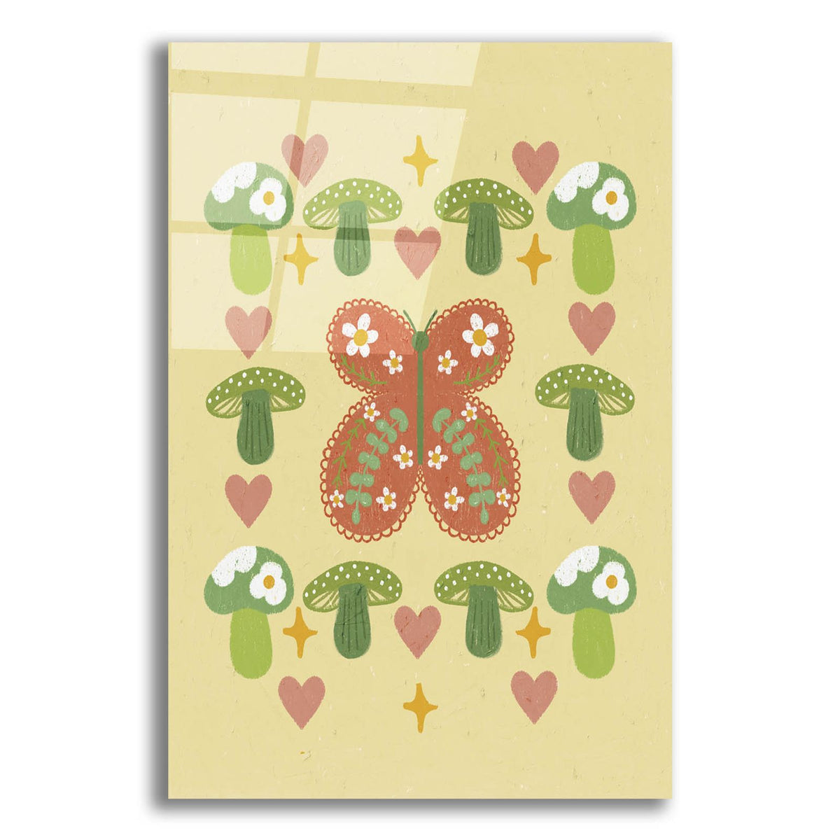Oil Pastel Butterfly Mushrooms by Club Daydream acrylic glass wall art