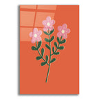 Pink And Green Flower Trio On Orange by Club Daydream acrylic glass wall art