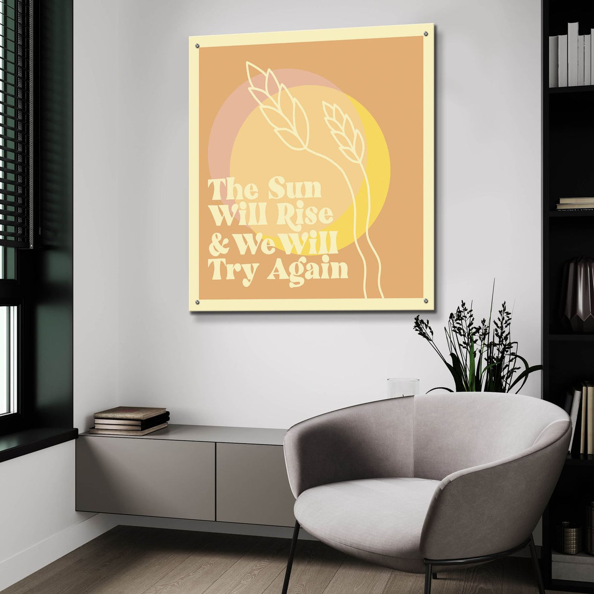 The Sun Will Rise by Club Daydream - 36x36 acrylic wall art in a room