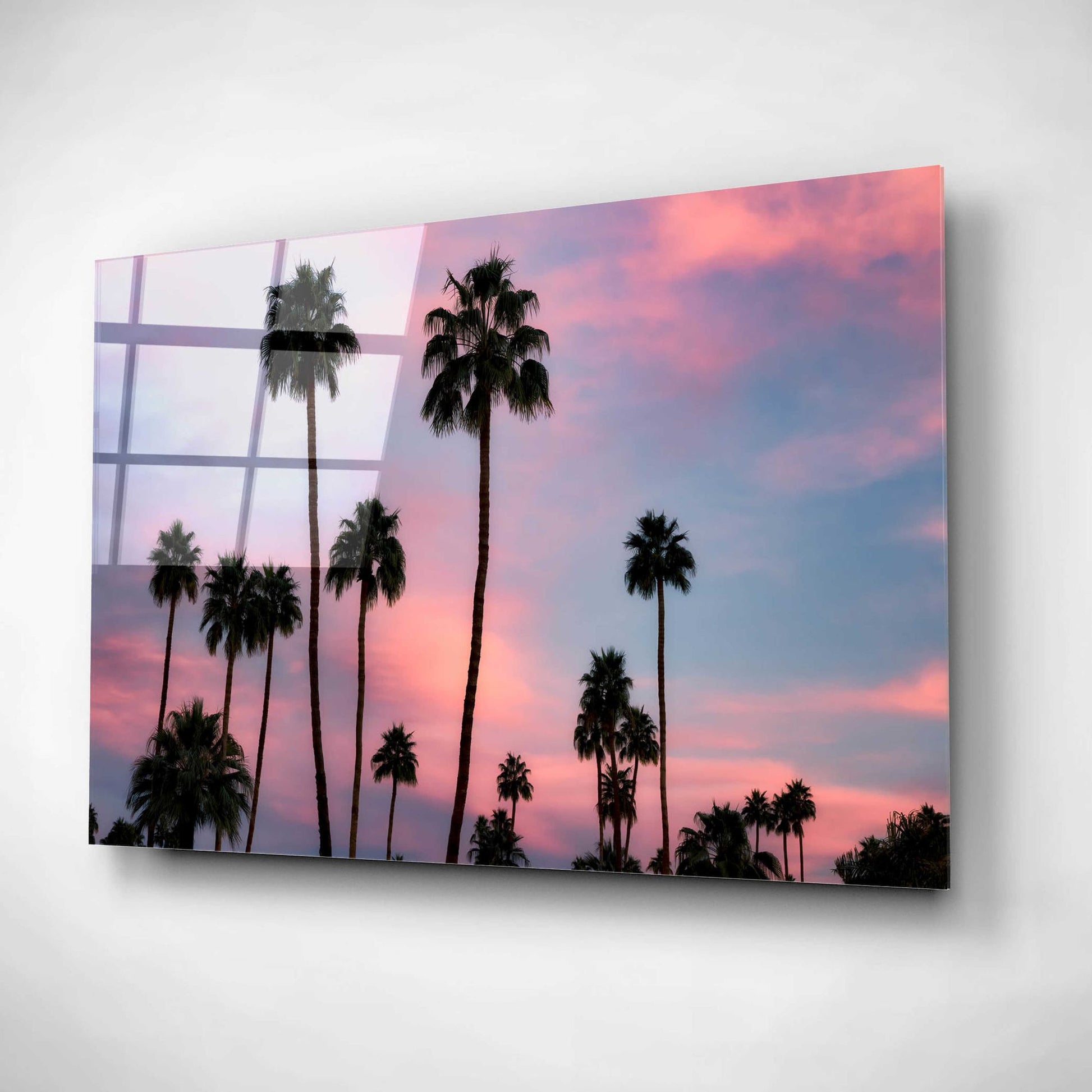 Epic Art 'Palm Sunset' by Dennis Frates, Acrylic Glass Wall Art,16x12