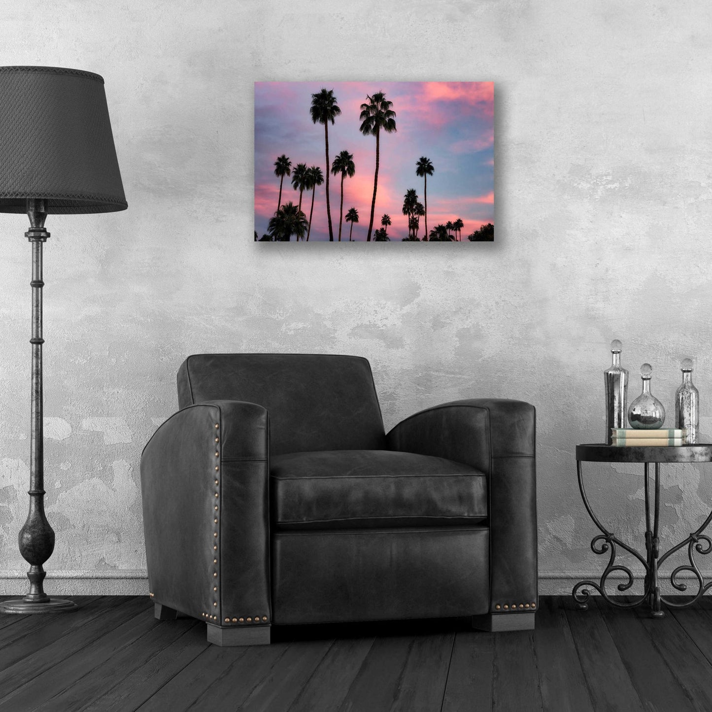 Epic Art 'Palm Sunset' by Dennis Frates, Acrylic Glass Wall Art,24x16