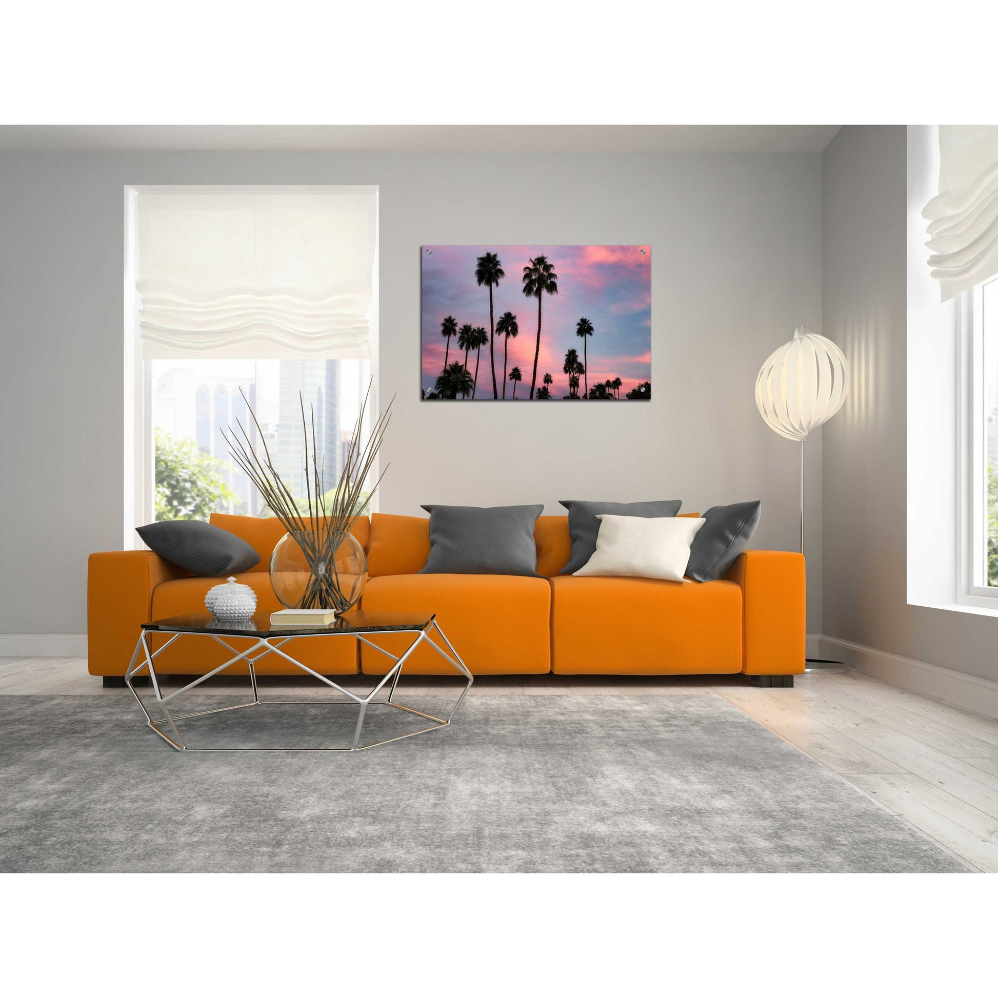 Epic Art 'Palm Sunset' by Dennis Frates, Acrylic Glass Wall Art,36x24