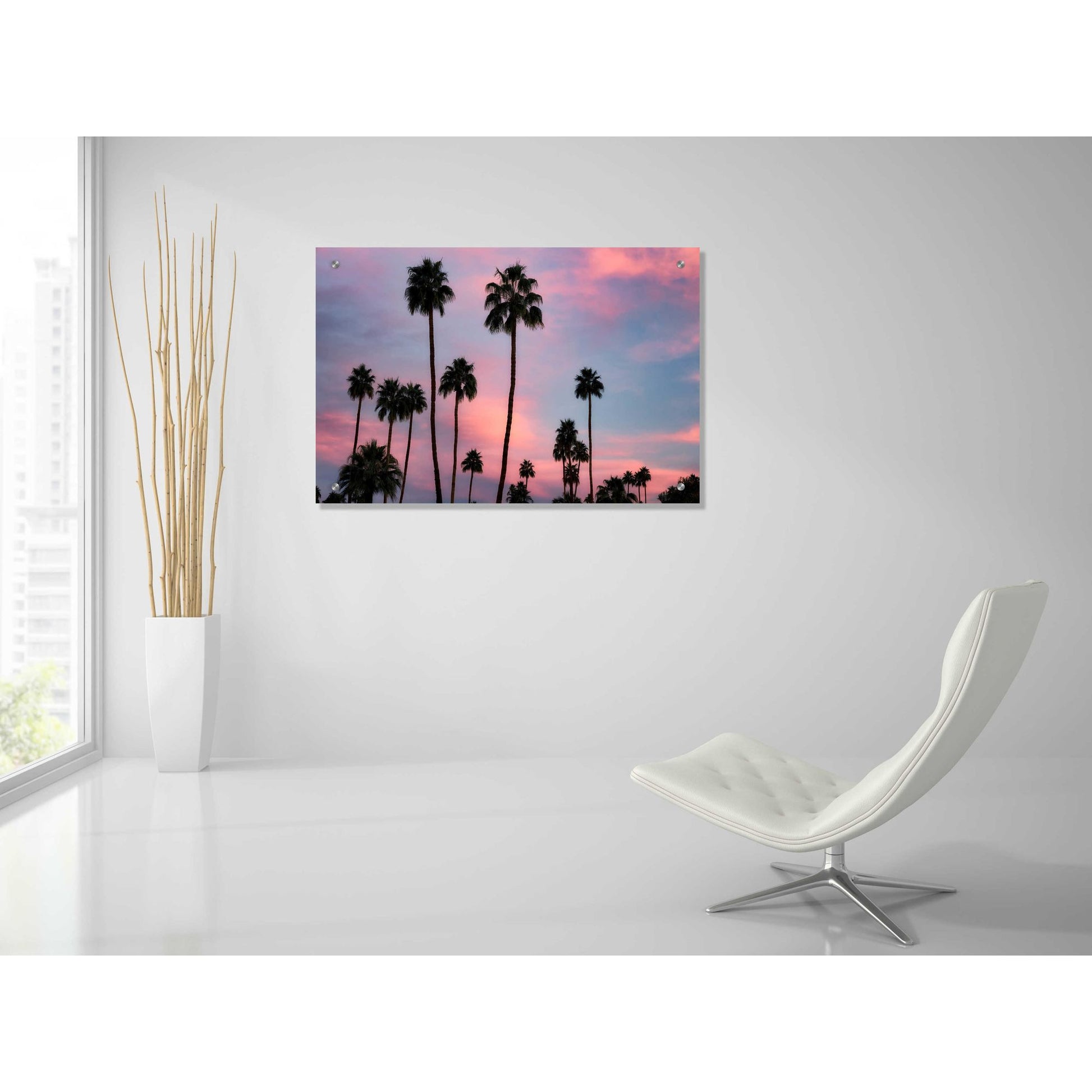 Epic Art 'Palm Sunset' by Dennis Frates, Acrylic Glass Wall Art,36x24