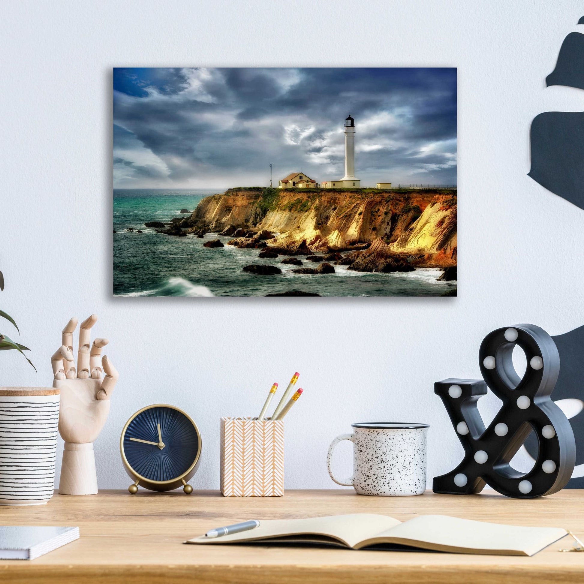 Epic Art 'Coastline Lighthouse' by Dennis Frates, Acrylic Glass Wall Art,16x12