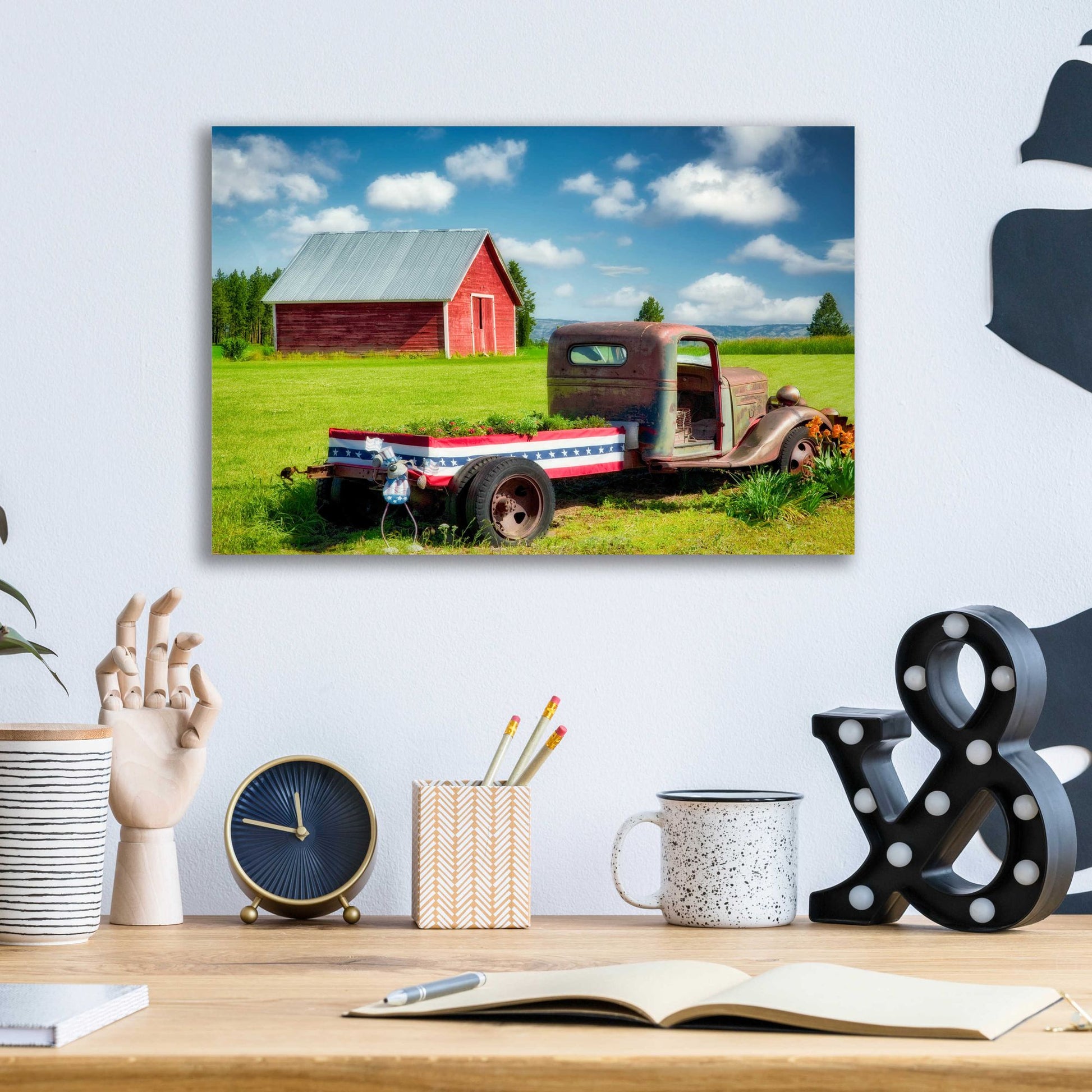 Epic Art 'Barn and Truck' by Dennis Frates, Acrylic Glass Wall Art,16x12