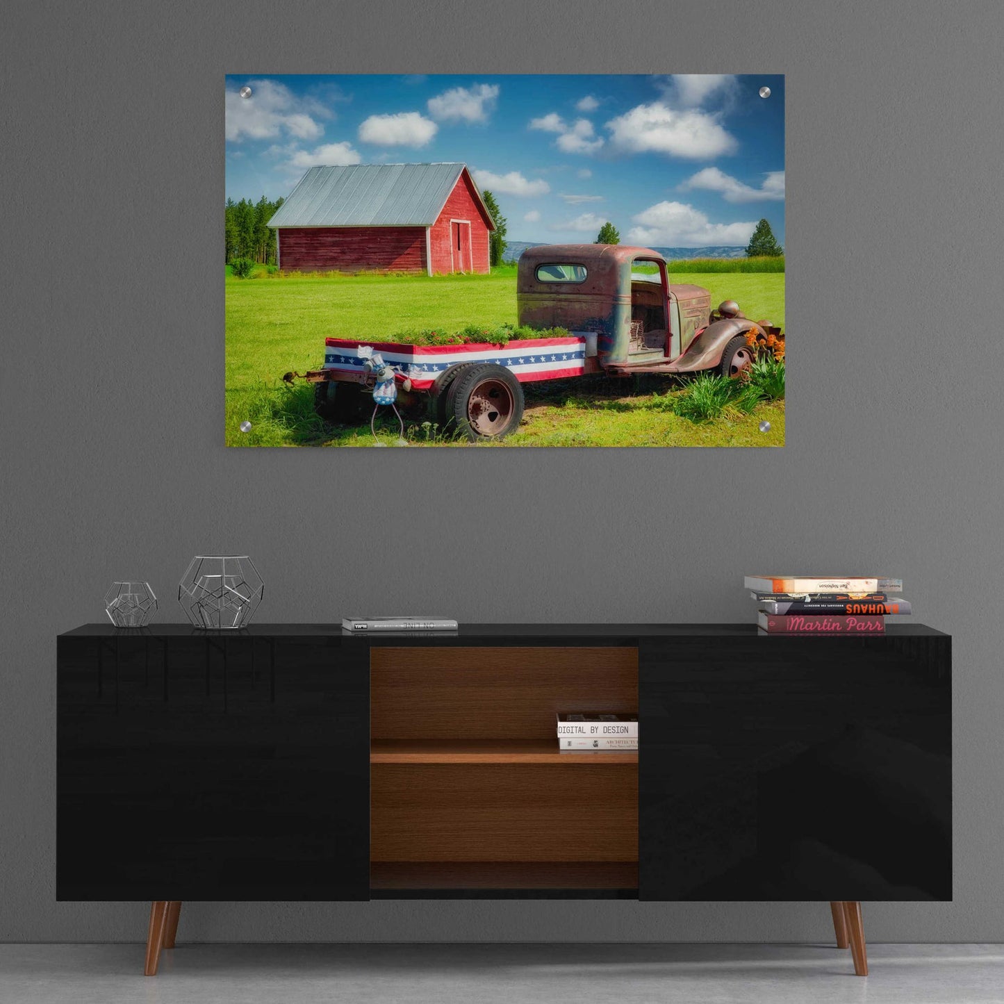 Epic Art 'Barn and Truck' by Dennis Frates, Acrylic Glass Wall Art,36x24