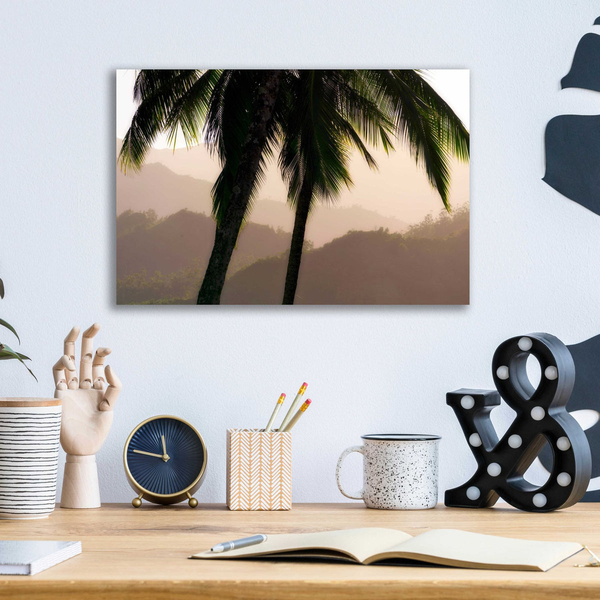 Epic Art 'Misty Palms I' by Dennis Frates, Acrylic Glass Wall Art,16x12