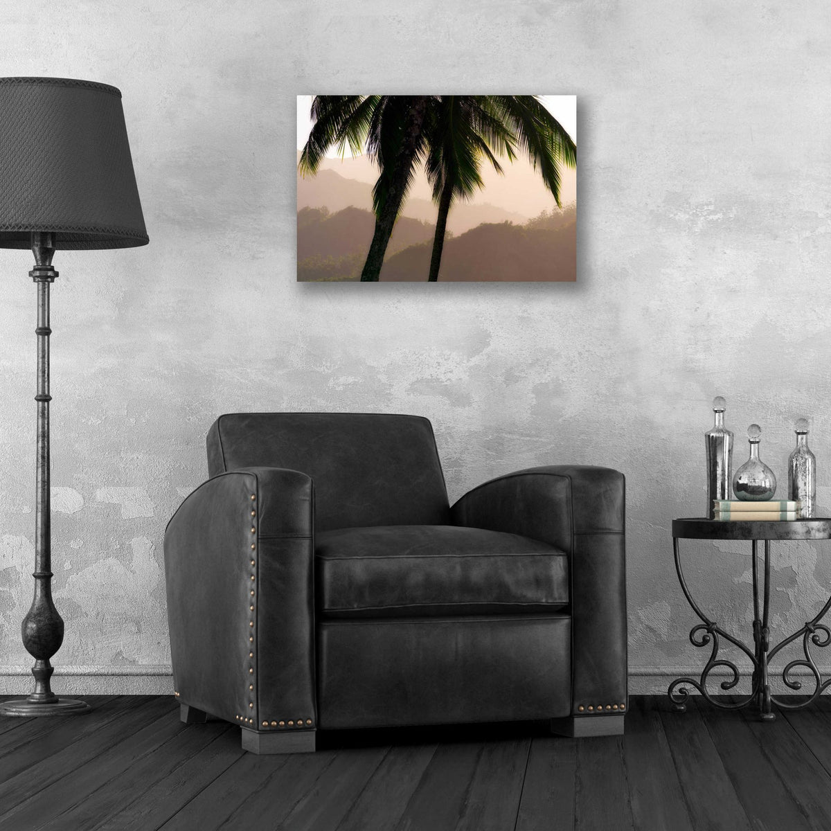Epic Art 'Misty Palms I' by Dennis Frates, Acrylic Glass Wall Art,24x16
