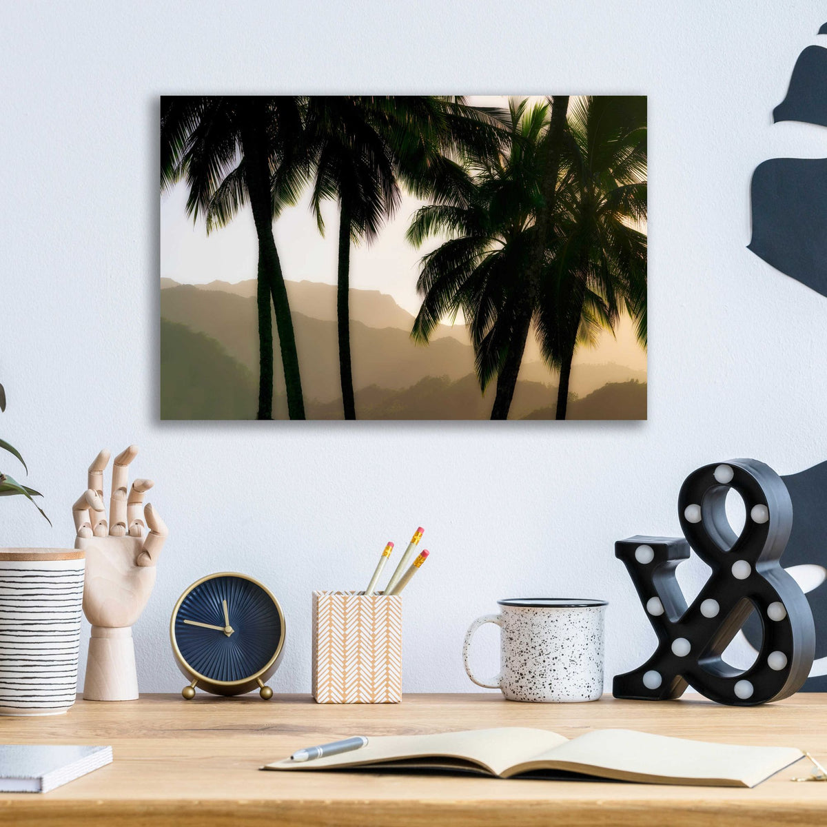 Epic Art 'Misty Palms II' by Dennis Frates, Acrylic Glass Wall Art,16x12