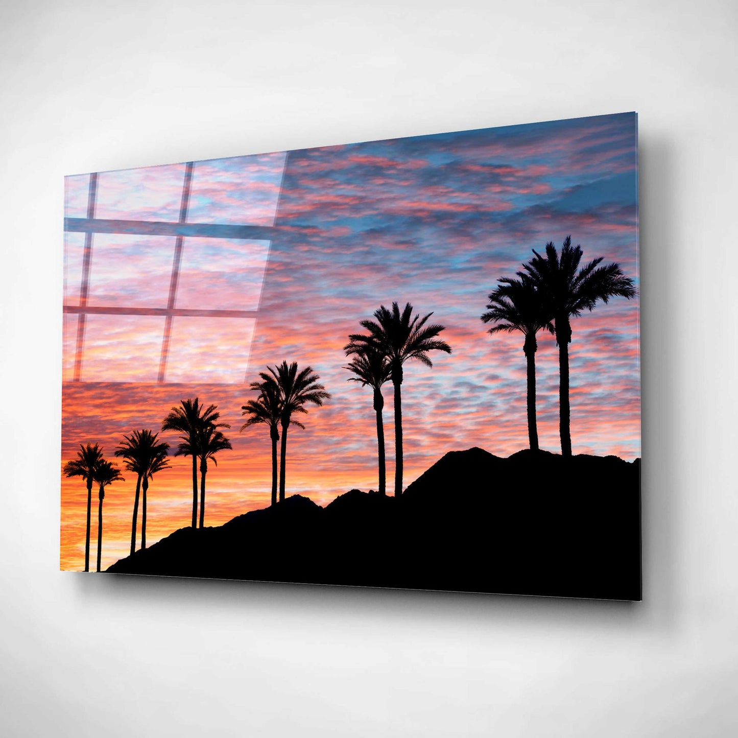 Epic Art 'Palm Tree Sunset' by Dennis Frates, Acrylic Glass Wall Art,16x12