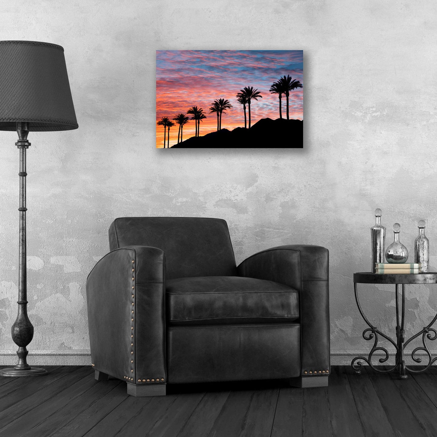 Epic Art 'Palm Tree Sunset' by Dennis Frates, Acrylic Glass Wall Art,24x16