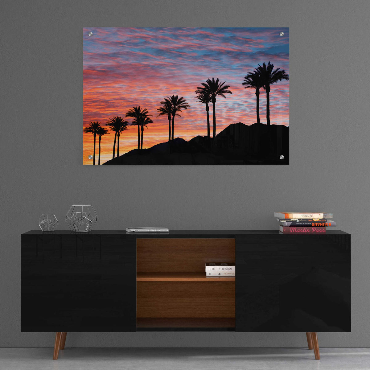 Epic Art 'Palm Tree Sunset' by Dennis Frates, Acrylic Glass Wall Art,36x24