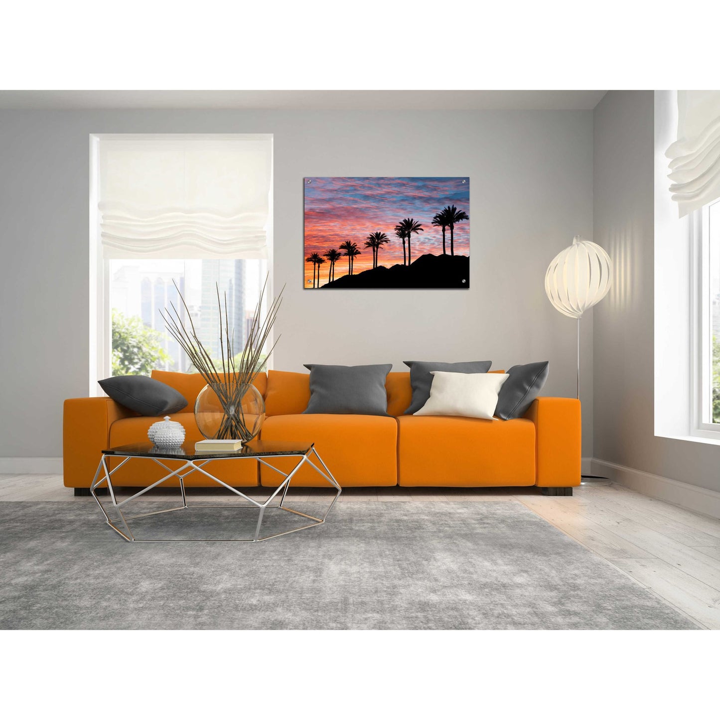 Epic Art 'Palm Tree Sunset' by Dennis Frates, Acrylic Glass Wall Art,36x24