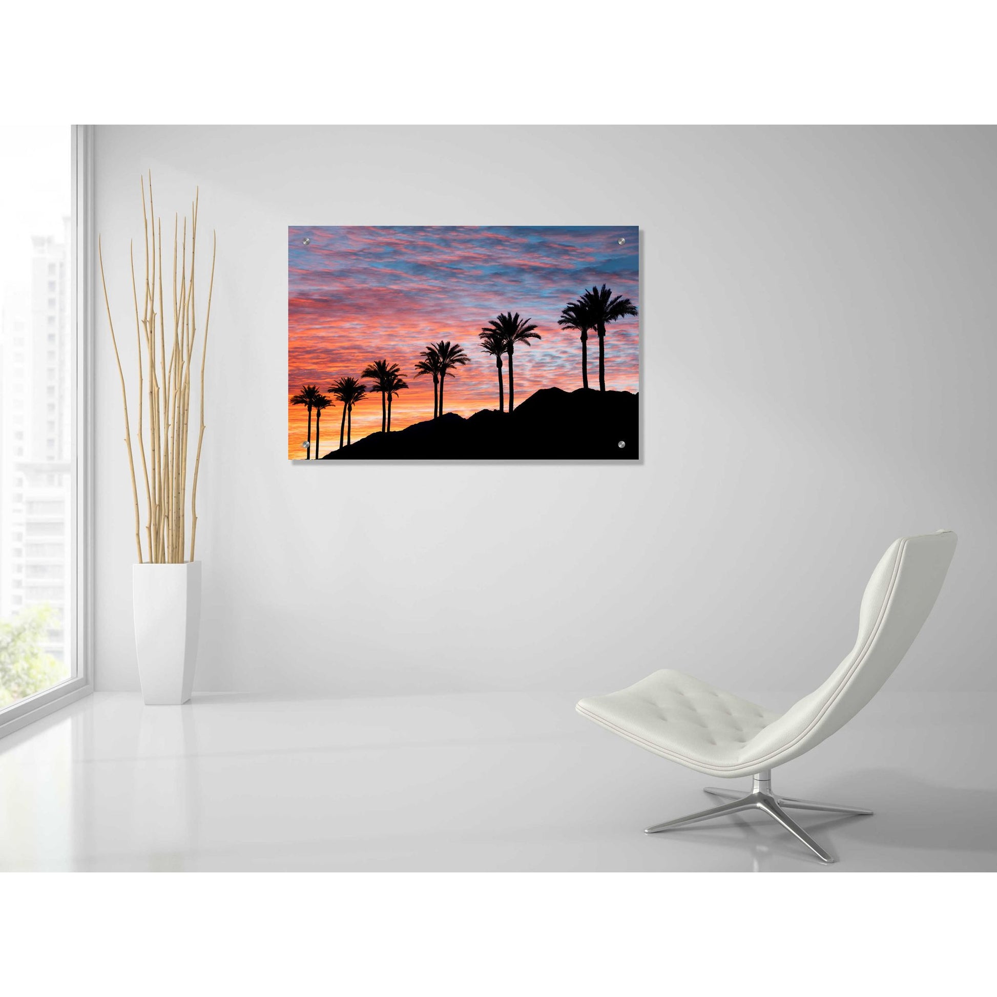 Epic Art 'Palm Tree Sunset' by Dennis Frates, Acrylic Glass Wall Art,36x24