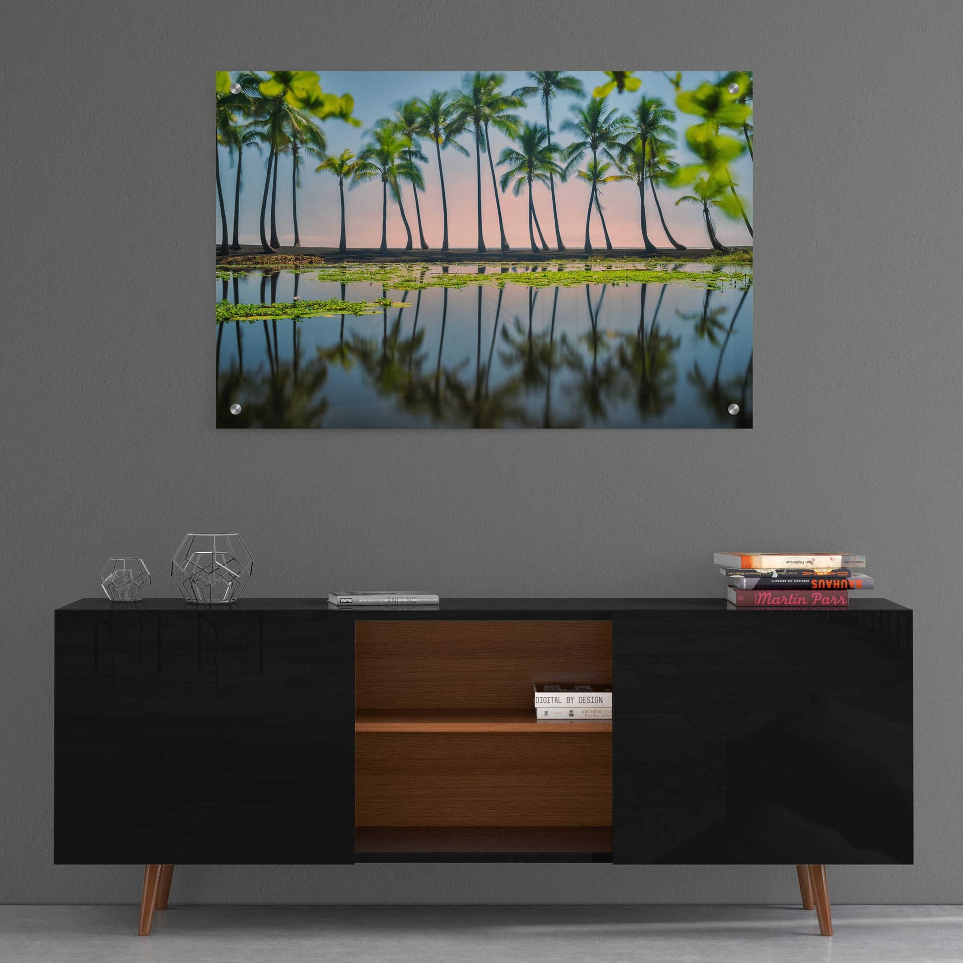 Epic Art 'Palm Tree Reflections' by Dennis Frates, Acrylic Glass Wall Art,36x24