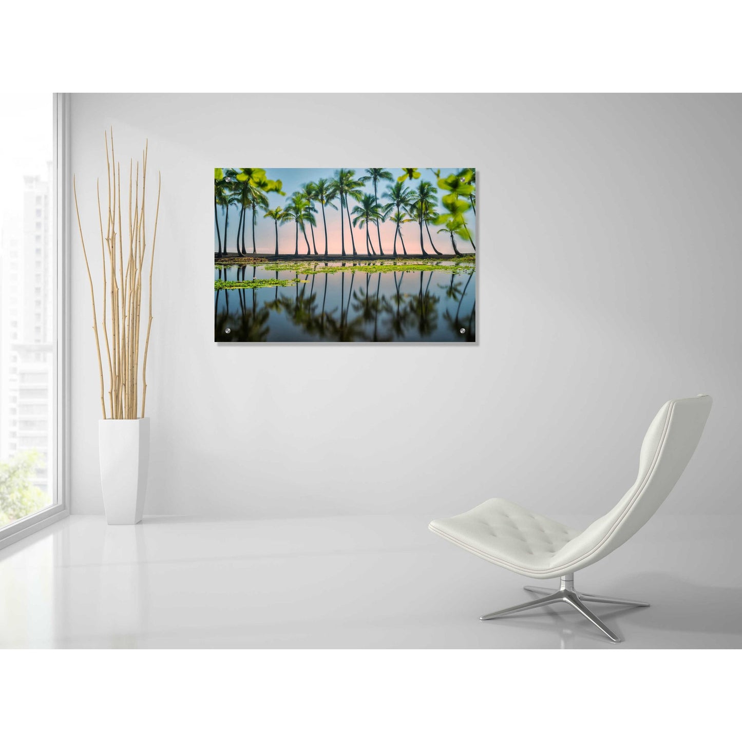 Epic Art 'Palm Tree Reflections' by Dennis Frates, Acrylic Glass Wall Art,36x24