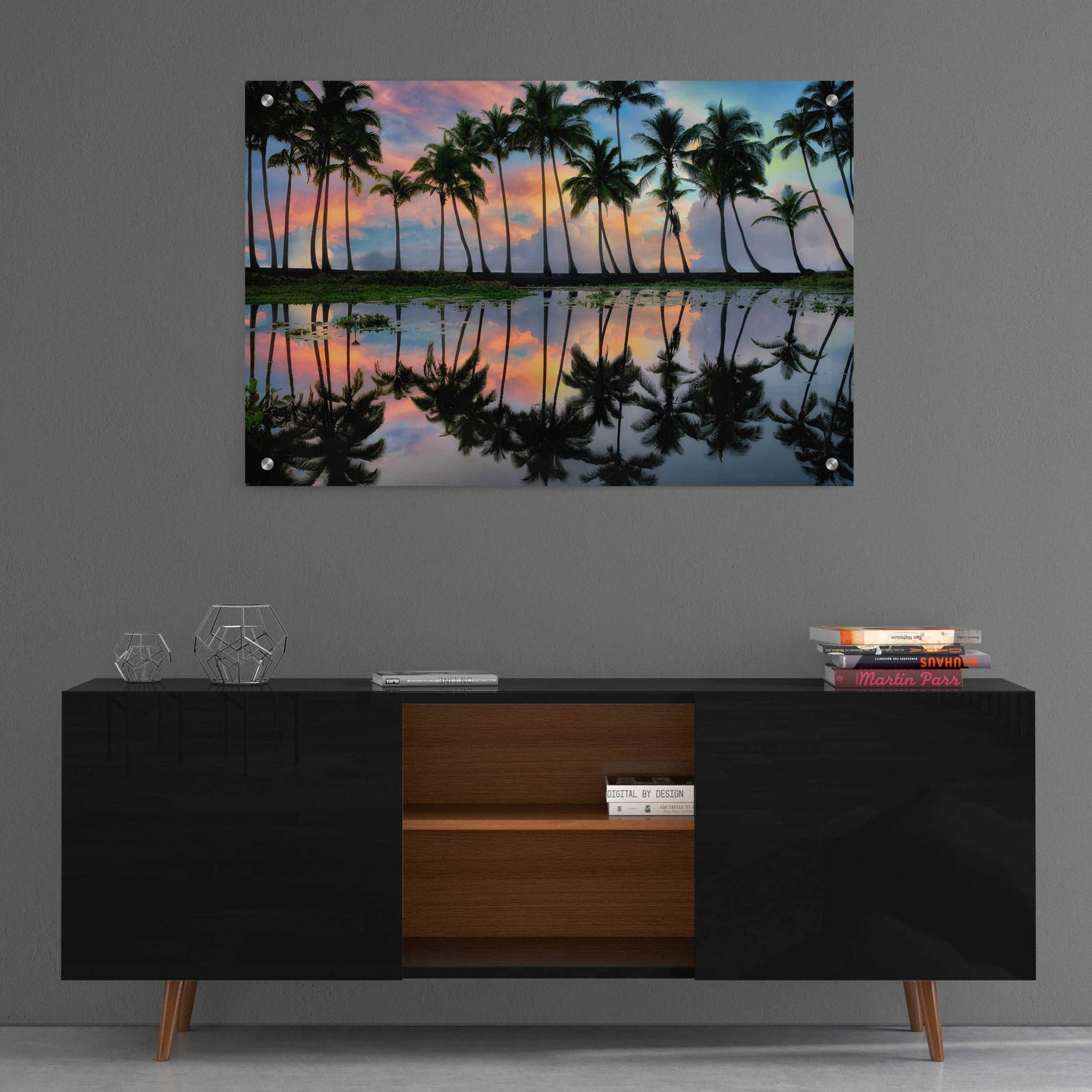 Epic Art 'Palm Reflections' by Dennis Frates, Acrylic Glass Wall Art,36x24
