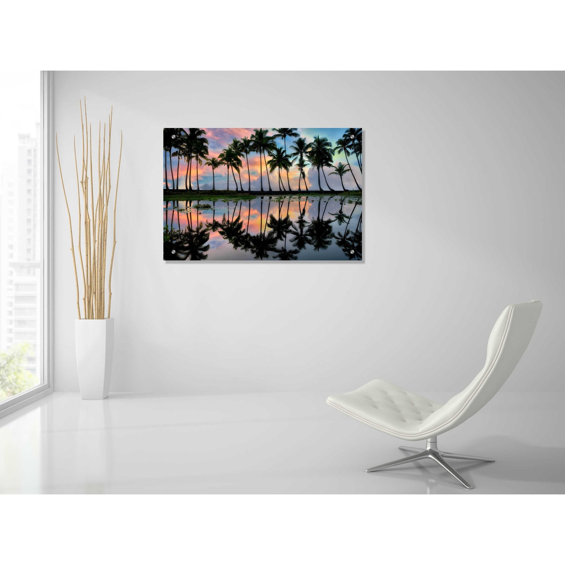 Epic Art 'Palm Reflections' by Dennis Frates, Acrylic Glass Wall Art,36x24