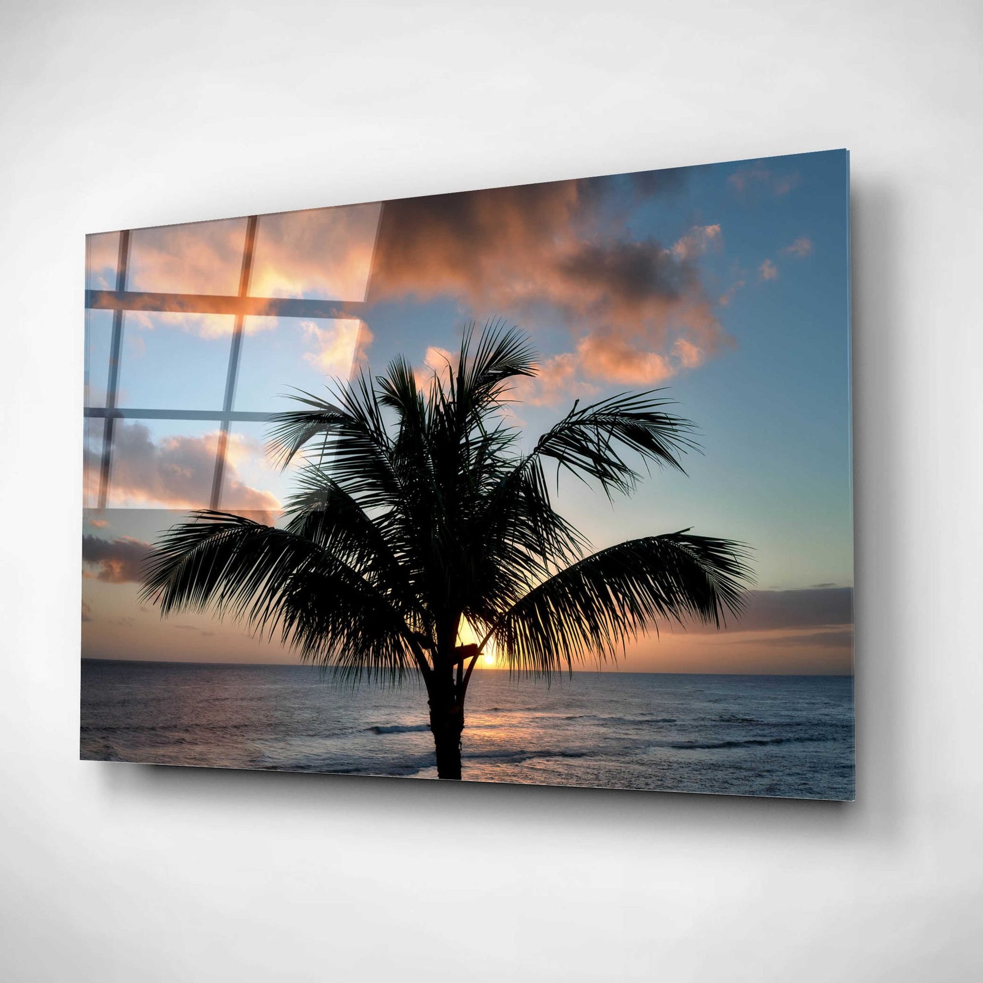 Epic Art 'Palm Tree Sunset II' by Dennis Frates, Acrylic Glass Wall Art,16x12