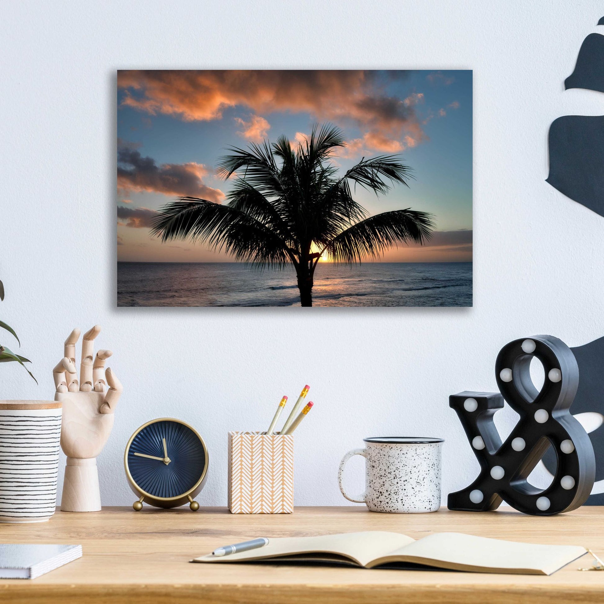 Epic Art 'Palm Tree Sunset II' by Dennis Frates, Acrylic Glass Wall Art,16x12